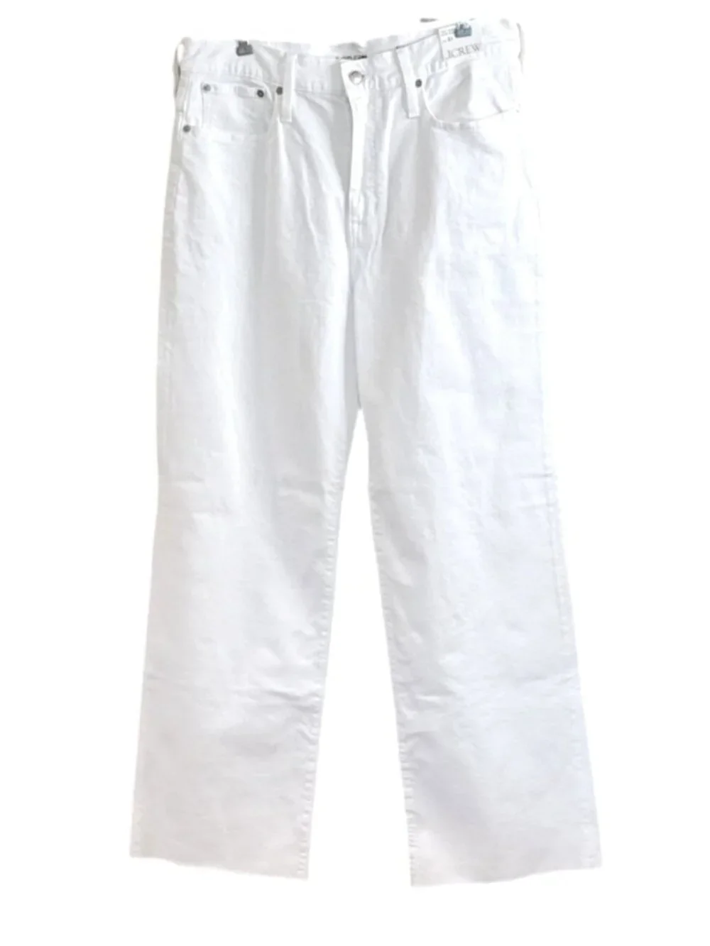 J. Crew Tall Full Length Slim Wide Leg Jean White Relaxed High Rise US 31 NWT